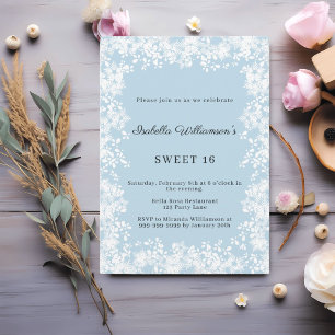 Sweet 16 sneeuwvlokken blauwe elegante winterfeest kaart