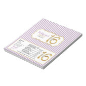 Sweet 16 Snoep Bar wrappers-Gold-nummers Notitieblok (Linkerzijde)