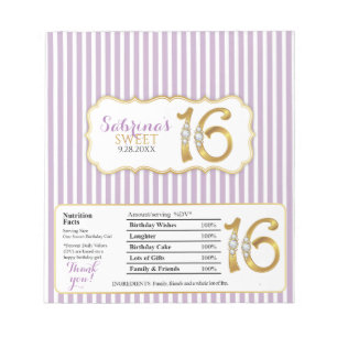 Sweet 16 Snoep Bar wrappers-Gold-nummers Notitieblok