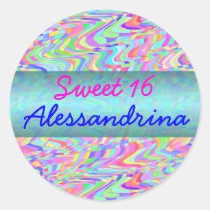 Sweet 16 Snoep Confetti  Ronde Sticker