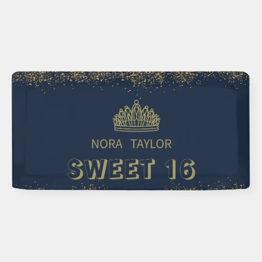 Sweet 16 Soirée: Glam, Glitz en Goede Tijden! Spandoek (Horizontaal)