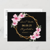 Sweet 16 Sparen de Datum zwarte goudbloemen Briefkaart (Voorkant / Achterkant)