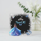 Sweet 16 Sparkle Glitter Crown Hoge hakken Kaart (Staand voorkant)