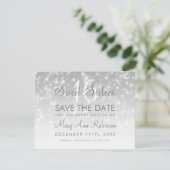 Sweet 16 Sparkle Lights, datum Silver Bokeh Save The Date (Staand voorkant)