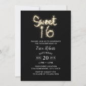 Sweet 16 Sparkler Modern Gold Glitter Birthday Kaart (Voorkant)