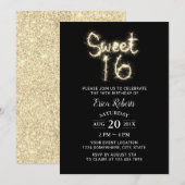 Sweet 16 Sparkler Modern Gold Glitter Birthday Kaart (Voorkant / Achterkant)