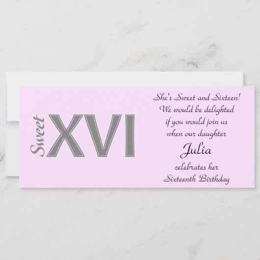 Sweet 16 Special Birthday XVI Party Kaart (Voorkant)