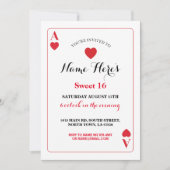 Sweet 16-speelkaart Ace Vegas Birthday Party Kaart (Voorkant)