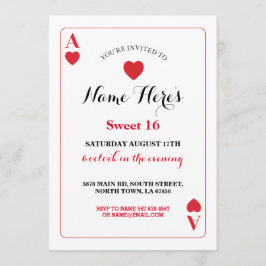 Sweet 16-speelkaart Ace Vegas Birthday Party Kaart