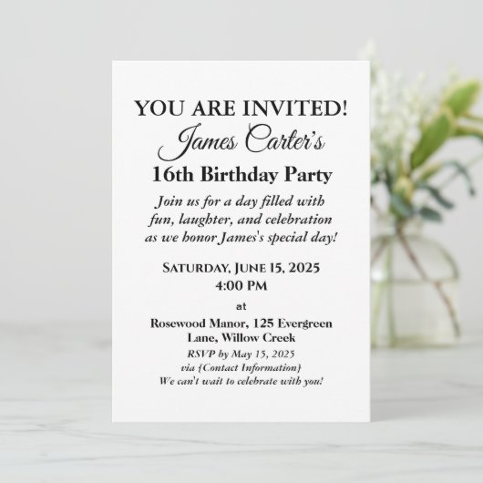 Sweet 16 Splash Bash: Uitnodiging voor het zwembad (Staand voorkant)