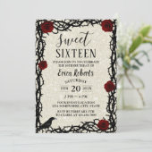 Sweet 16 sprookjesroos & Thorn Modern Glitter Kaart (Staand voorkant)
