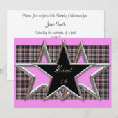 Sweet 16 Star Party Invitation Kaart (Voorkant / Achterkant)