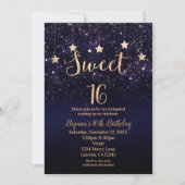 Sweet 16 Sterrennacht Gold Paars Sparkle Party Kaart (Voorkant)