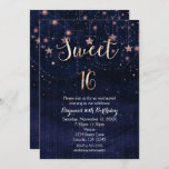 Sweet 16 Sterrennacht Paars & gouduitnodiging Kaart<br><div class="desc">Sweet 16 Sterrennacht Paars & Gold Invitation. Pas beide kanten aan om het even welke manier u,  voor om het even welke gebeurtenis wilt.</div>