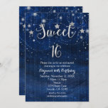 Sweet 16 Sterrennacht Silver & Blue Invitation Kaart<br><div class="desc">Sweet 16 Sterrennacht Silver & Blue Invitation. Pas beide kanten aan om het even welke manier u,  voor om het even welke gebeurtenis wilt.</div>