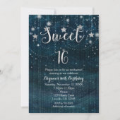 Sweet 16 Sterrennacht Silver & Blue Invitation Kaart (Voorkant)