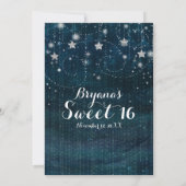 Sweet 16 Sterrennacht Silver & Blue Invitation Kaart (Achterkant)