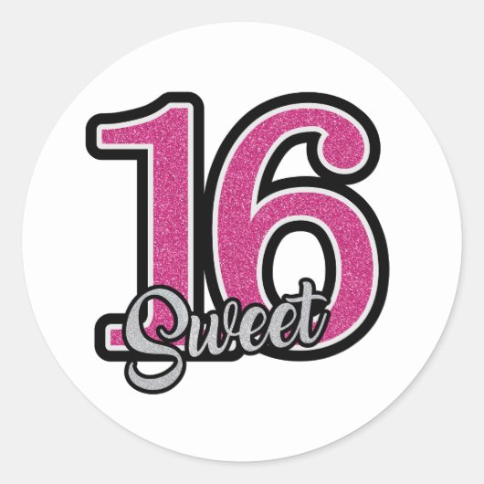 Sweet 16 sticker/seal classic rond ronde sticker (Voorkant)