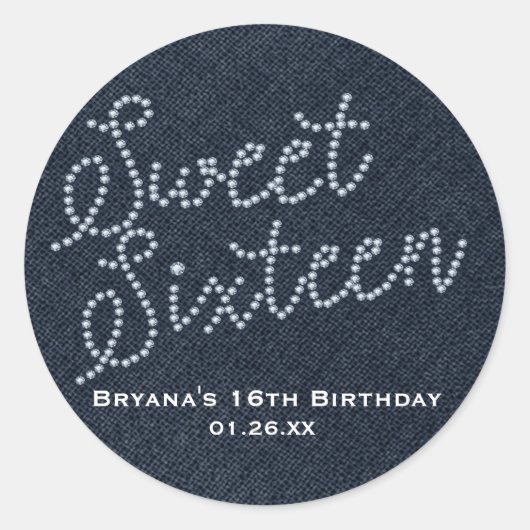 Sweet 16 Sticker van zestien diamanten en diamante (Voorkant)