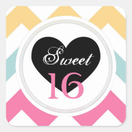 Sweet 16 Stickers: Spring Pastel Chevron Print Vierkante Sticker