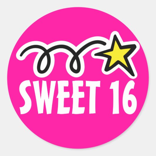Sweet 16 stickers voor zestiende verjaardagsfeestj (Voorkant)