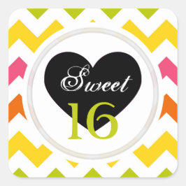 Sweet 16 Stickers: Zomerpastel Chevron Print Vierkante Sticker