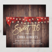 Sweet 16 String Lights Autumn Leaves Birthday Kaart (Voorkant / Achterkant)