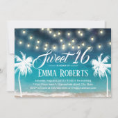 Sweet 16 String Lights Summer Beach Palm Trees Kaart (Voorkant)