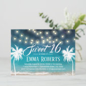 Sweet 16 String Lights Summer Beach Palm Trees Kaart (Staand voorkant)