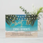 Sweet 16 String Lights Tropisch strand Kaart (Staand voorkant)