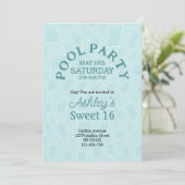 Sweet 16 Summer Pool Party Verjaardag Kaart (Staand voorkant)