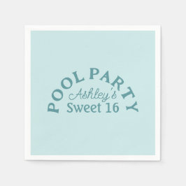 Sweet 16 Summer Pool Party Verjaardagspapier Serve Servet