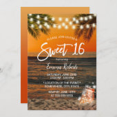 Sweet 16 Summer Sunset Beach Glow Mason Jar Kaart (Voorkant / Achterkant)