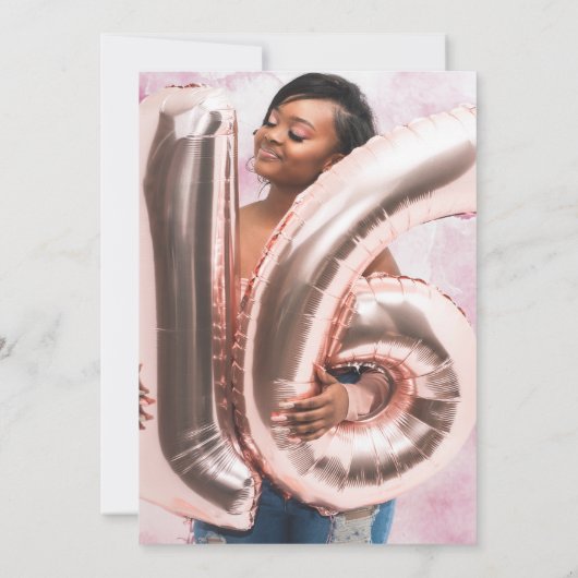 Sweet 16 Surprise Party Modern 2 Foto Verjaardag Kaart (Achterkant)