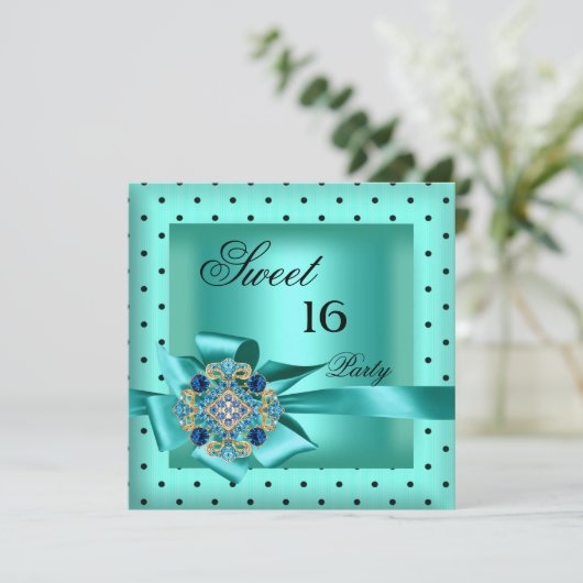 Sweet 16 Sweet Sixteen Blauwgroen Blauwe Zwarte Ku Kaart (Staand voorkant)