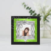 Sweet 16 Sweet Sixteen Limoen Black Foto Kaart (Staand voorkant)