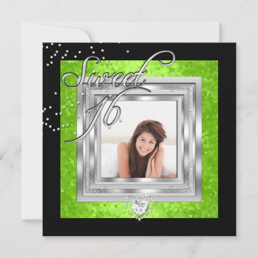 Sweet 16 Sweet Sixteen Limoen Black Foto Kaart (Voorkant)