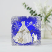Sweet 16 Sweet Sixteen Royal Blue Snowflakes Kaart (Staand voorkant)