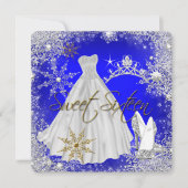 Sweet 16 Sweet Sixteen Royal Blue Snowflakes Kaart (Voorkant)