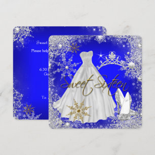 Sweet 16 Sweet Sixteen Royal Blue Snowflakes Kaart