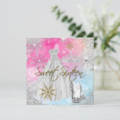 Sweet 16 Sweet Sixteen Roze Blauwe Goud Elite Kaart (Staand voorkant)