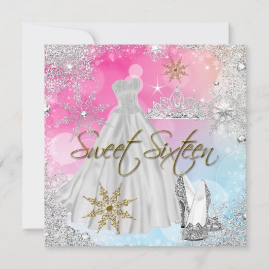 Sweet 16 Sweet Sixteen Roze Blauwe Goud Elite Kaart (Voorkant)