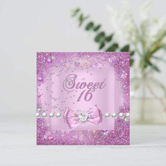 Sweet 16 Sweet Sixteen  Roze Pearl Kaart (Staand voorkant)