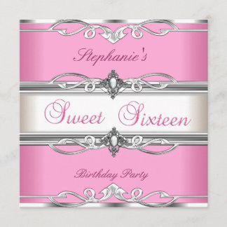 Sweet 16 Sweet Sixteen Verjaardagsfeestje Roze Zil Kaart