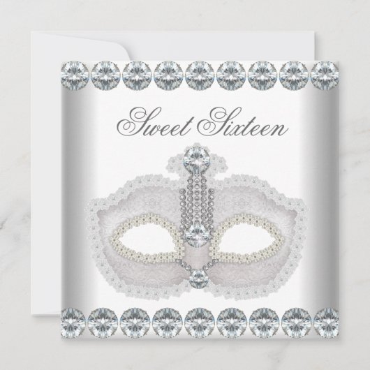 Sweet 16 Sweet Sixteen White Diamonds Masker Kaart (Voorkant)