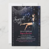 Sweet 16 Swing Girl With Silver Disco Glitter Kaart (Voorkant)