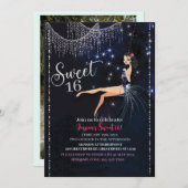 Sweet 16 Swing Girl With Silver Disco Glitter Kaart (Voorkant / Achterkant)
