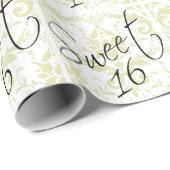 Sweet 16 Taupe Tan Damask Girly Birthday Party Cadeaupapier (Rol Hoek)