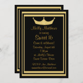 Sweet 16 Tiara Black & Gold  Kaart (Voorkant / Achterkant)