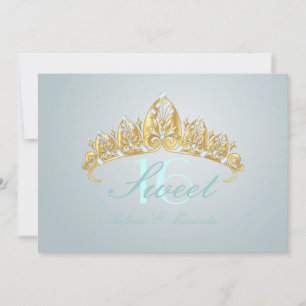 Sweet 16/tiara/blue topaz uitnodigingen